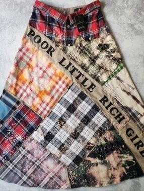 Boho Maxi Skirt Concept Upcycled Patch Cottege Distressing Shabby Chic Country